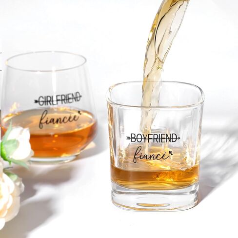 هدايا الخطوبة للأزواج - مجموعة النبيذ وكؤوس الويسكي للصديق والصديقة، السيد والسيدة المستقبلية.' جوارب، شمعة، بطاقات تهنئة - هدايا زفاف للعروس والعريس، هدايا خطوبة رائعة للنساء والأزواج in Kuwait