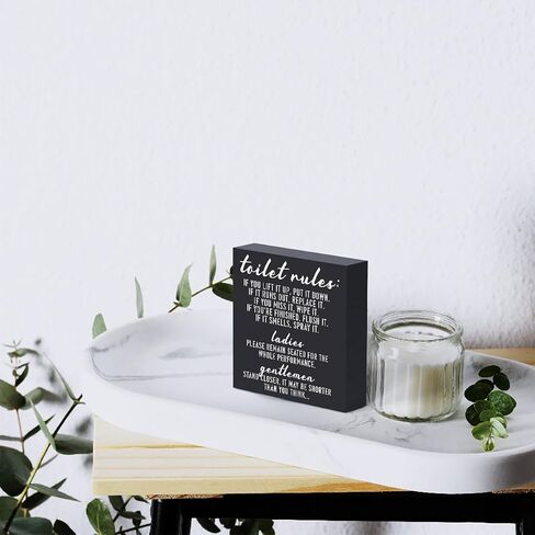 Funny Bathroom Wooden Box Sign Plaque Get Naked Just Kidding This is a Half Bath Wood Box Sign Rustic Art Home Bathroom Shelf Desk Decor 5 x 5 x 1 Inches in Kuwait