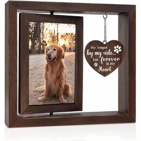 Dog Memorial Gifts for Loss of Dog，Pet Memorial Gifts for Dogs，Dog Bereavement Remembrance Picture Frame，dog passing away gifts，Two 4x6 photos with rotating wooden Picture frame
