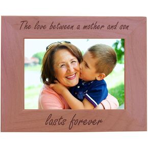 CustomGiftsNow The Love Between a Mother and Son Lasts Forever - Wood Picture Frame - Fits 5x7 Inch Picture (Vertical) (5x7-inch Vertical)