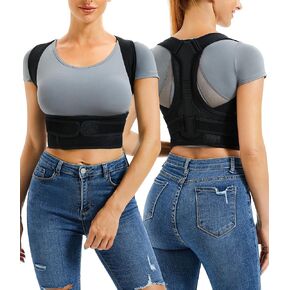 URSEXYLY Back Brace and Posture Corrector for Women and Men, Lightweight Shoulder Straightener Adjustable Full Back Support,Back Pain Relief Spine Corrector (Black, M/L)
