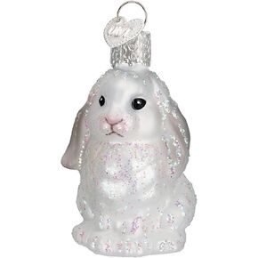Old World Christmas Ornaments White Baby Bunny Glass Blown Ornaments for Christmas Tree