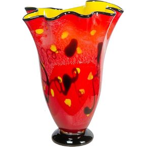 Dale Tiffany AV22243 Art Glass Vase 16.25" Tall Burbank Handcrafted Murano-Style Vase for Home Décor, Living Room, Bed Room, Home Office and Gift