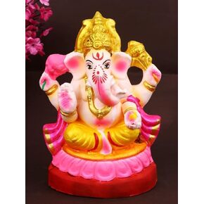 SATVIK مقاس 6.5 بوصة 100% صديق للبيئة Ganesha Idol/صديق للبيئة Ganpati Murti لـ Ganewsh Chaturthi. الماء قابل للذوبان وقابل للذوبان. مصنوعة من سادو ماتي.