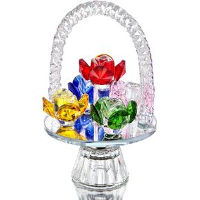 H&D HYALINE & DORA Crystal Cactus Figurine Glass Cactus Figurines Collectibles Crystal Cactus Flower Home Table Decoration