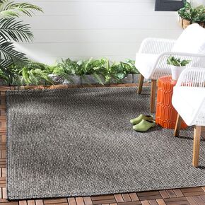 SAFAVIEH Courtyard Collection 4' Square Black/Beige CY8521 Indoor/ Outdoor Patio Backyard Mudroom Accent Rug