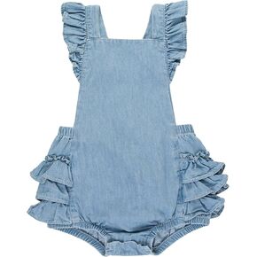 RuffleButts® Baby/Toddler Girls Flutter Overall Ruffled Romper