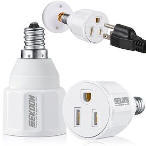 3 Prong Light Bulb Socket Adapter, Polarized Light Socket Outlet, Light Socket to Plug Adapter Socket Converter, Light Bulb Plug Adapter for Patio, Garage, Porch (1 Piece)