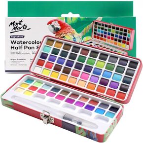 MONT MARTE Signature Metallic Watercolor Set, 37 Piece Pearl Paint, 36 Vibrant Colors, 1 Paint Brush