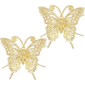 FINGERINSPIRE 2 Pcs Gold Butterfly Sculpture 2.8x2.6x1.4 inch Solid Metal Butterfly Figurine 3D Butterfly Model Ornament Golden Animal Figurines for Home Office Garden Desktop Decor