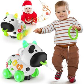 Bilingual Musical Cow Baby Toys 6-12 Month 1-2 Year Old, Crawling & Walking Infant Development Toy for 9-12-18 Month, Educational Toddler Toys Age 1-2, Christmas Birthday Gift for 1+ Yr Boy Girl