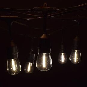 100 Foot Commercial Outdoor String Lights with 50 Suspended Sockets and S14 11 Watt Bulbs (+ 2 Free Spares) - E26 Vintage String Lights for Patio, Yard, Deck, Cafe, Bistro and More
