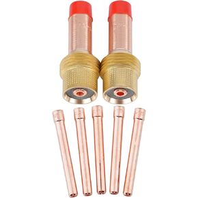 TIG Gas Lens Collet Body 45V27 1/8"&3.2mm TIG Collet 10N25 for TIG Welding Torch WP-17, 18 & 26 Series Consumables 7-pk