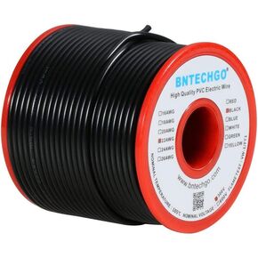 BNTECHGO 22 Gauge PVC 1007 Solid Electric Wire Red and Black Each 100 ft 22 AWG 1007 Hook Up Tinned Copper Wire
