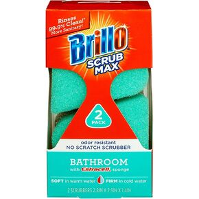 Brillo Scrub Max Heat Activated Sponges, Strong & Long Lasting, Innovative Technology, 2 Count (2 Count (Pack of 1), Kitchen)