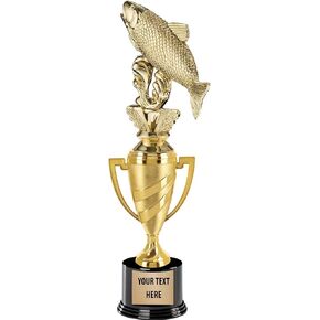 Crown Awards Fish Trophy, 14" Gold Cup Salmon Fish Trophies, Enter Your Own Engraving Prime
