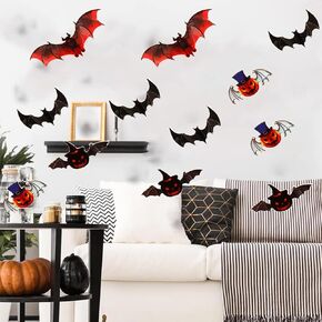 36PCS Halloween Wall Decor Spider Stickers for Home Window Decorations 3 Sizes 6/8/12 Cm Realistic Black Decals for Halloween Eve Party Decor Indoor and Outdoor with Jelly Glue