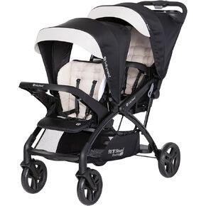 Baby Trend Sit N Stand Double Stroller 2.0 DLX with 5 Point Safety Harness, Canopy, Extra Basket, 2 Cup Holders, and Covered Compartment, Magnolia in Kuwait
