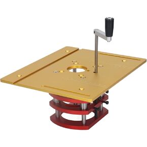 Jiawu Router Lift with Top Plate, Manual Systems for 2-1/2mm Diameter Motors, 7-7/8 x 9-7/16 Woodworking Table Insert Plate Trimming Chamfering (Sliver)