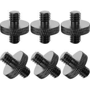 Rigych 1/4 Male to 1/4 Male Threaded Tripod Screw Adapter for Camera Tripod Mic Stand Mic Mount Light Stand DSLR Camera Shoulder Mount Camera Cage 6 Pcs (Black)