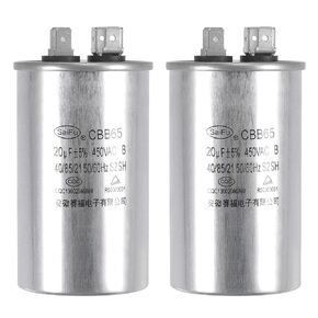 uxcell Run Capacitor Round CBB65 20uF 20mfd 450V AC 40/85/21 Aluminum Case with Terminal for Air Conditioner Compressor Motor Heat Pump Condenser 2Pcs