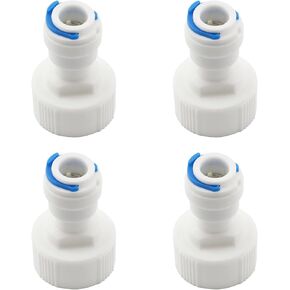 ZYAMY 4pcs Straight NPT Thread Adapter 3/4" FNPT to 3/8" Tube OD Push Fit Quick Connect Plastic RO Fittings Water Purifier Accessories