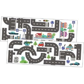 2 Sheets Car Track Stickers Peel and Stick Vinyl Holder Wall Construction Transportation Wall Decals Car Holder Auto Stickers Kids Art Display for Wall Paper The Sign Nursery Child
