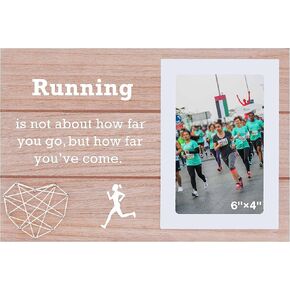 Running Picture Frame-Photo Frame Gift for Runner-Marathon-Half Marathon-10K, 5K Running Gifts-Running is Not About How Far You Go,But How Far You Have Come