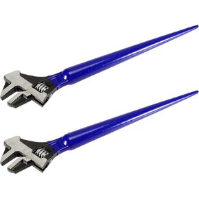PINGEUI 2 PCS 16 Inches Spud Wrench, Heavy Duty Forged Adjustable Spud Wrench, Metric Scale Marked Construction Wrench with Hammer Head and Pipe Wrench Function