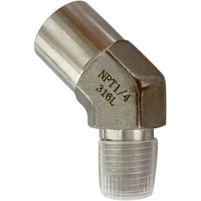 Yoebor Forged 316L Stainless Steel Pipe Fitting, 45 Degree Street Elbow, 1/4" NPT Male x 1/4" NPT Female (Pack of 1)