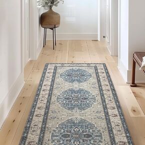 EVERGRACE Faux Wool Area Rugs 2'x 3' Boho Medallion Rugs for Living Room Indoor Outdoor Rugs for Bedroom Dining Room Entryway Kitchen Low Pile Washable Floor Mat Carpet, Navy Blue