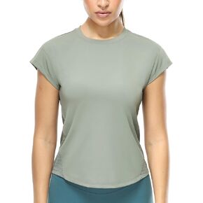 icyzone Women's Crewneck Workout T Shirts Quick Dry Athletic Cap Sleeve Fitness Gym Running Yoga Tee Tops