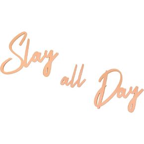 Full Pink Color Finish Slay All Day Teen Room Decor for Girls 18 Inches x 7.1 Inches, Preppy Room Decor, Aesthetic Room Decor, Downtown Teenage Girl Room Decor,Dorm Decor for College Girls, Cute Preppy Room Stuff