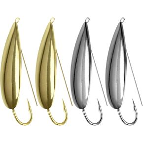 QualyQualy Weedless Spoon Fishing Lures for Saltwater, Minnow Fishing Spoon Hard Bait for Redfish Bass Tourt Northern Pike, 4PCS