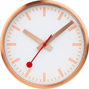 Mondaine, Wall Clock, 25 cm, Rose Gold Clock for Living Room and Kitchen, A990.Clock.17SBK