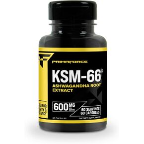 Primaforce KSM-66 Ashwagandha Root Extract (600mg) 60 Veggie Capsules - 5% Withanolides with BioPerine