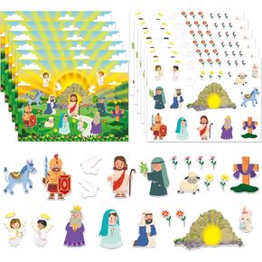 WhatSign Nativity Stickers 12 Sets Make a Nativity Scene Stickers for Kids Jesus Birth Religious Christmas Stickers Crafts Activities Nativity Bible Stickers Christmas Classroom Party Favors for Kids