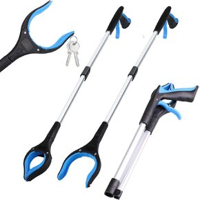2 Pack 32 Inch Grabber Reacher Tool - Foldable Grabbers for Elderly, Lightweight Extra Long Handy Trash Claw Grabber with 360° Rotating Jaw, Mobility Aid Reaching Assist Tool for Trash Pick Up