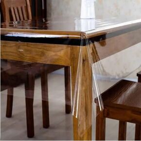 2.2 mm Thick Clear Plastic Transparent Tablecloth Protector Water Proof Heavy Duty Easy Clean, Long Lasting Kitchen Dinning Table, Family Gathering Party Holidays (60" X 90")
