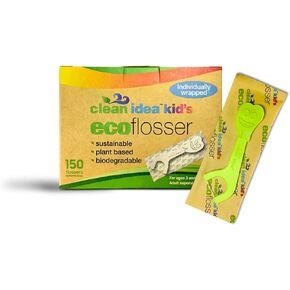 Kids Ecofloss Individually Wrapped - 150 Floss Picks - Flosser for Kids - Individually Packaged Floss Picks