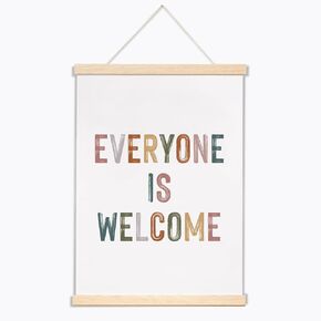 Everyone is Welcome Hanging Banner, Boho Classroom Decor, Classroom Wall Hanging, Kids Wall Art, Back To School Welcome Sign, Door Decorations Hanging, Bulletin Board Decorations