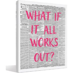 BIWSHA What If It All Works Out Wall Art, Newspaper Wall Art,Trendy Wall Art Decor,Retro Posters,Pink Wall Art,Positive Affirmation Wall Decor 11x14 Inch