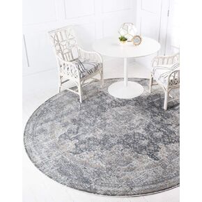 Unique Loom Baracoa Collection Area Rug - La Cabana (8' 4" Round, Fume Gray/ Brown)