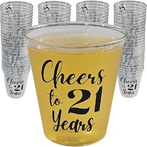 21st Birthday Plastic Shot Glasses, 100 Pack, Cheers to 21 Years Disposable Party Drinking Mini Cups, Party Favors, Decorations, Games, Gag Gifts