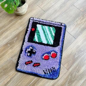 Purple Games Console Tufted Rug Funny Childhood Memories Rug Cute Flocking Carpet Floor Pad Anti Slip Doormat Aesthetic Home Pad (23.6X15.7 Inch)