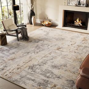 tchido Area Rug 8x10 Rugs for Living Room Modern Abstract Rug Washable Foldable Rug Non Slip Area Rug for Living Room Bedroom Dining Room Home Office Farmhouse Rugs Light Grey/Brown