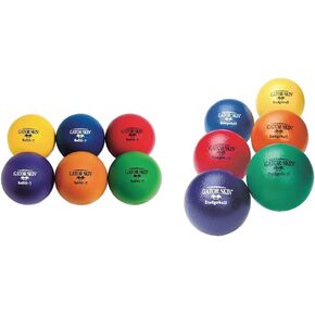 S&S Worldwide Gator Skin Softi-7 Balls. Assorted Color 7" PU Coated Balls with Soft Foam Core, Kid Safe, No-Sting Balls for PE Games, After School Programs, Dodgeball, and Birthdays. Set of 6.