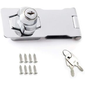 Security Padlock Hasp, Safety Door Gate Bolt Lock Latches, Heavy Duty 304 Stainless Steel Brushed Nickel 4" Door Buckle with 8 Mounting Screws