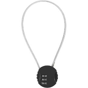 YOKIVE Combination Locks, 3 Digit Outdoor Waterproof Code Padlock | Wire Rope Locks Great for Luggage, Gym Lockers, Bicycles, Backpacks (Black, 11.8-Inch)
