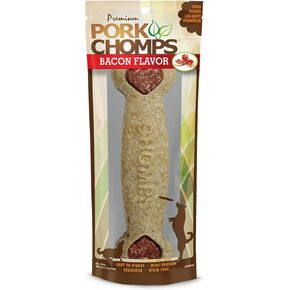 Pork Chomps Dog Chew, 7-inch Crunchy Bone, Bacon Flavor, 1 Count